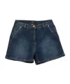 Balmain Coin-engraved Denim Shorts In Blue