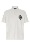 Balmain White Polo Shirt With Collar And Coin Print On The Front In Cotton Man In White