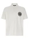 Balmain White Polo Shirt With Collar And Coin Print On The Front In Cotton Man In Multicolor