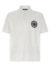 Balmain White Polo Shirt With Collar And Coin Print On The Front In Cotton Man In White/black