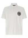Balmain White Polo Shirt With Collar And Coin Print On The Front In Cotton Man