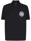 Balmain Coin-print Cotton Polo Shirt In Black