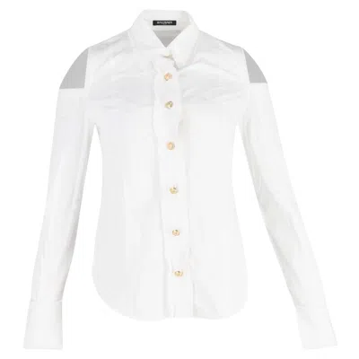 Balmain Cold Shoulder Buttoned Shirt In White Cotton