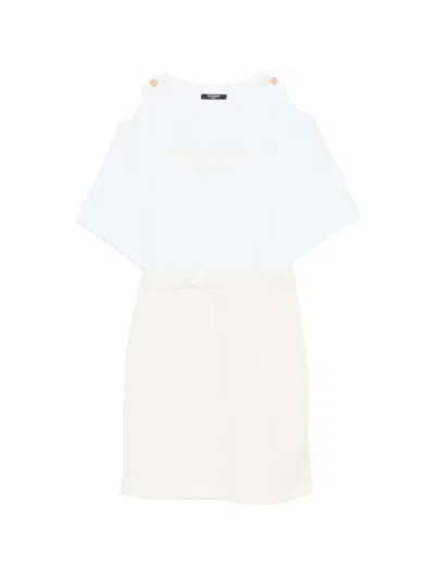Balmain Kids' Cold-shoulder Dress In White