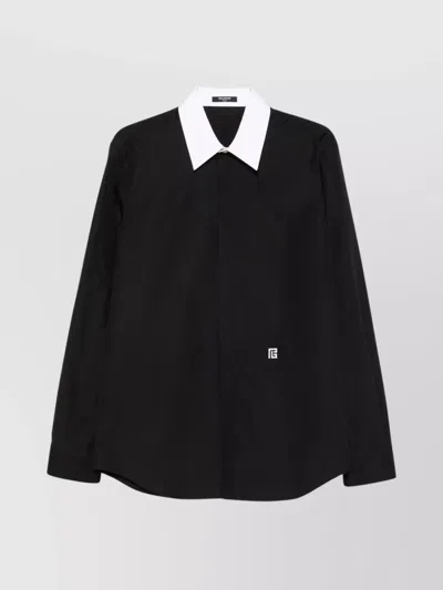 BALMAIN COLLAR CONTRAST LONG SLEEVES SHIRT