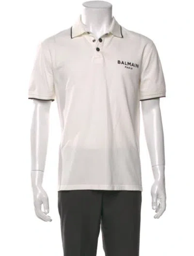 Pre-owned Balmain Collar Short Sleeve Polo Shirt In White