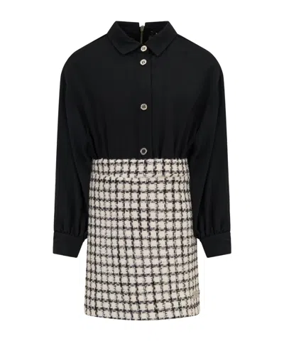 Balmain Collared Long-sleeved Dress In Multi