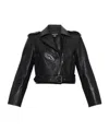 Balmain Collared Long-sleeved Leather Jacket In Black