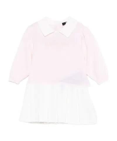 Balmain Collared Pleated Dress In Pink