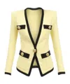 Balmain Collarless Crepe Blazer In Nude