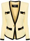 Balmain Collarless Crepe Blazer In Yellow