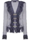 Balmain Tweed Jacket With Fringed Metallic Accents In White