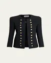 Balmain Collarless Tweed Fitted Jacket In Multi