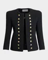 Balmain Collarless Tweed Fitted Jacket In Multi