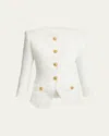 Balmain White Structured Blazer With Buttons And Pockets In White