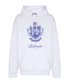Balmain Hooded Sweater Kangaroo Pocket In White