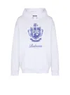 Balmain College Emblem Logo Graphic Hoodie In White
