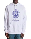 Balmain College Emblem Logo Graphic Hoodie In White