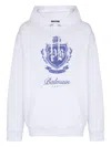 Balmain Hooded Sweater Kangaroo Pocket In White