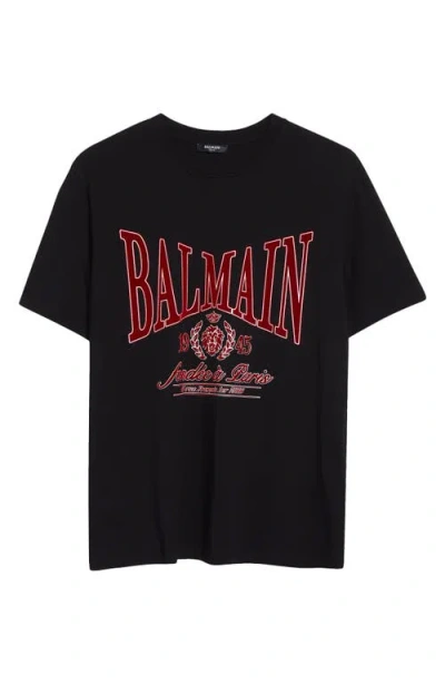 Balmain T-shirt With A Logo And Velvet Finish In Transparent