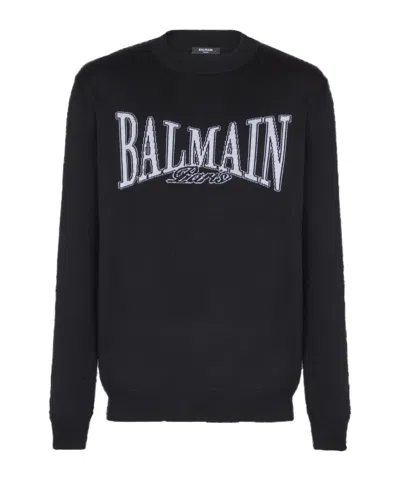 BALMAIN BALMAIN COLLEGE JACQUARD KNIT JUMPER