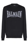 Balmain College Jacquard Knit Jumper In Black