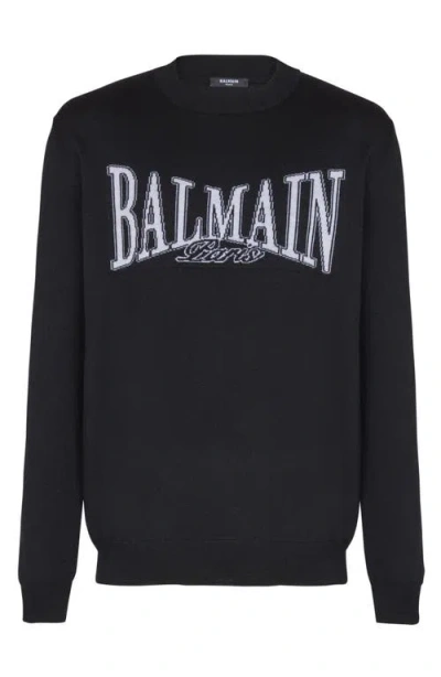BALMAIN BALMAIN COLLEGE JACQUARD KNIT JUMPER