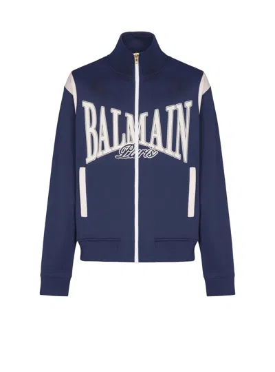 Balmain College Zipped Tracksuit Jacket In Blue