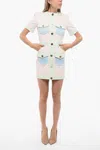 Balmain Multi-panel Short-sleeve Denim Dress In Multi