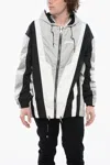 Balmain Color Block Patterned Multicuts Nylon Windbreaker In Grey