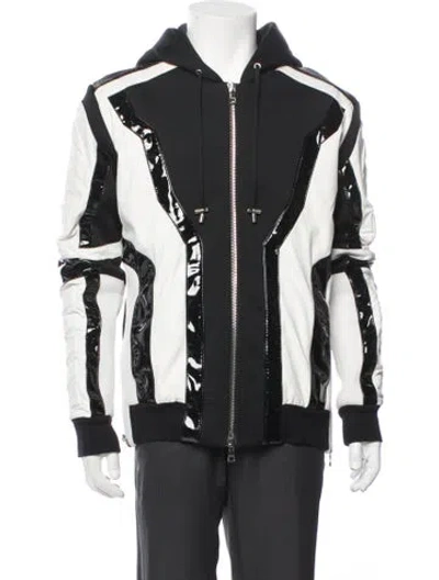 Pre-owned Balmain Colorblock Pattern Bomber Jacket In Black