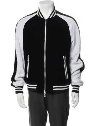 Pre-owned Balmain Colorblock Pattern Bomber Jacket In Black