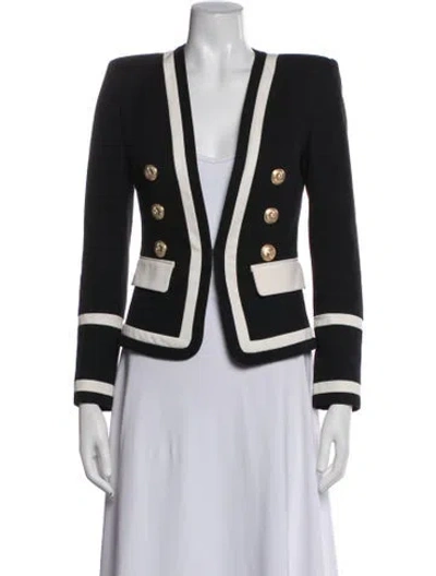 Pre-owned Balmain Colorblock Pattern Coat In Black