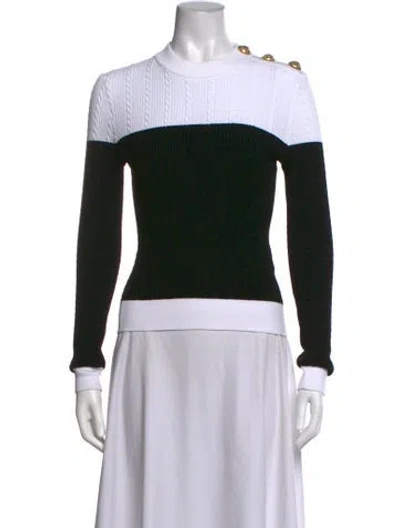 Pre-owned Balmain Colorblock Pattern Crew Neck Sweater In Black
