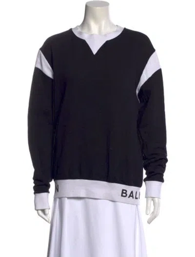 Pre-owned Balmain Colorblock Pattern Crew Neck Sweatshirt In Black