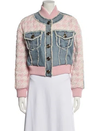 Pre-owned Balmain Colorblock Pattern Denim Jacket In Blue