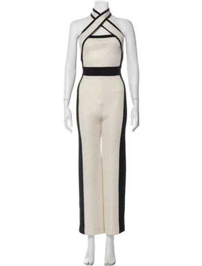 Pre-owned Balmain Colorblock Pattern Halterneck Jumpsuit In Neutral