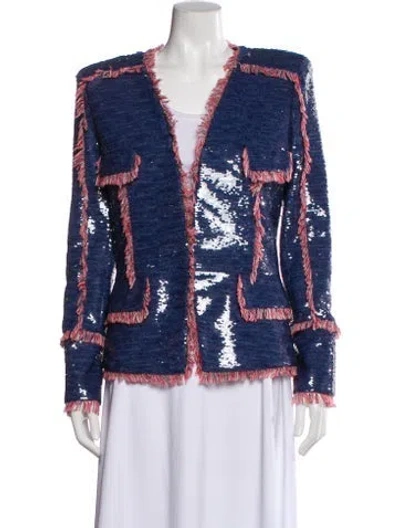 Pre-owned Balmain Colorblock Pattern Jacket W/ Tags In Blue