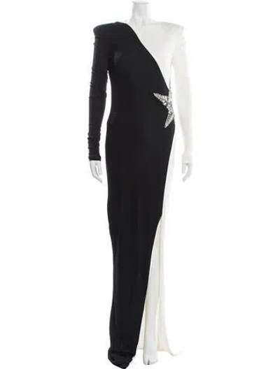 Pre-owned Balmain Colorblock Pattern Long Dress In Black