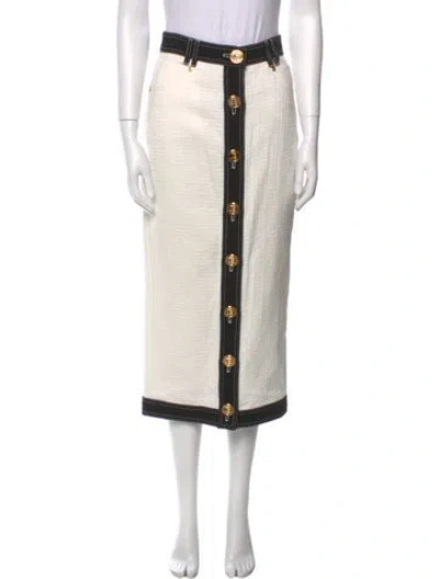 Pre-owned Balmain Colorblock Pattern Midi Length Skirt In White