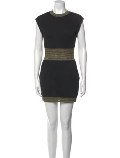 Pre-owned Balmain Colorblock Pattern Mini Dress In Black