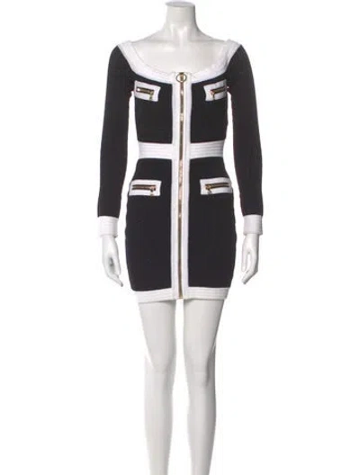 Pre-owned Balmain Colorblock Pattern Mini Dress In Black