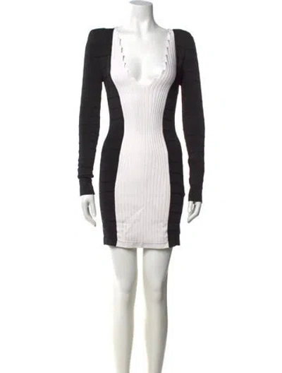 Pre-owned Balmain Colorblock Pattern Mini Dress In Black