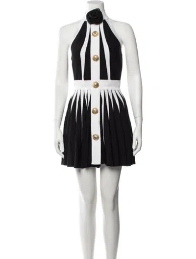 Pre-owned Balmain Colorblock Pattern Mini Dress In Black