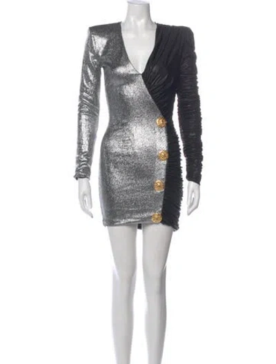 Pre-owned Balmain Colorblock Pattern Mini Dress In Multi