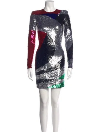 Pre-owned Balmain Colorblock Pattern Mini Dress In Multi