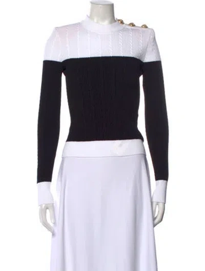 Pre-owned Balmain Colorblock Pattern Mock Neck Sweater In Black