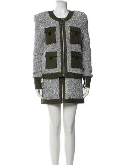 Pre-owned Balmain Colorblock Pattern Skirt Set In Multi