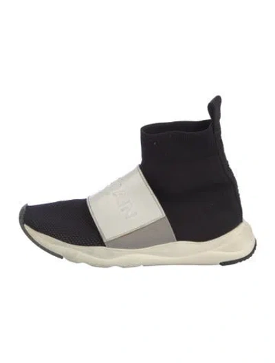 Pre-owned Balmain Colorblock Pattern Sock Sneakers In Black