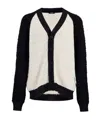 Balmain Off-white & Black Embroidered Cardigan In Black